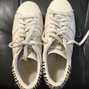 Adidas White Sneakers with Zebra Accents